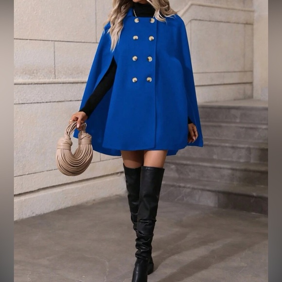 Luxe button up double breasted cape coat - Picture 9 of 12